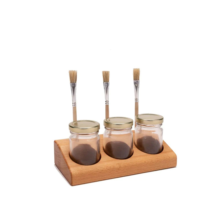 Grennn Verfpot Houder Beuken Inclusief 3 Potjes + Kwastjes